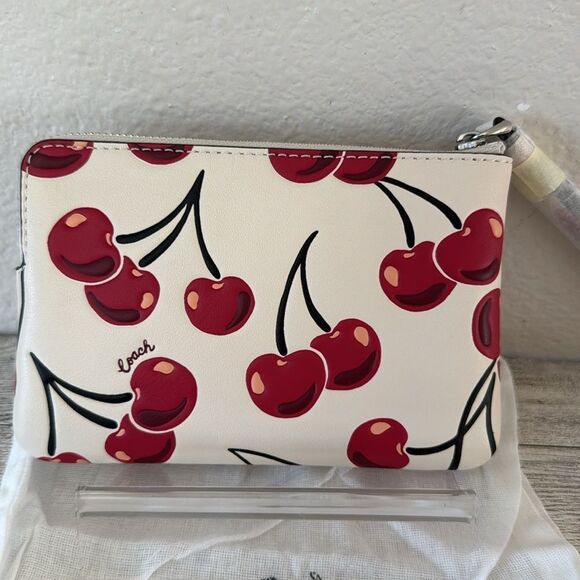Coach New York Corner Zip Cherry Print Wristlet NWT - Picture 3 of 8
